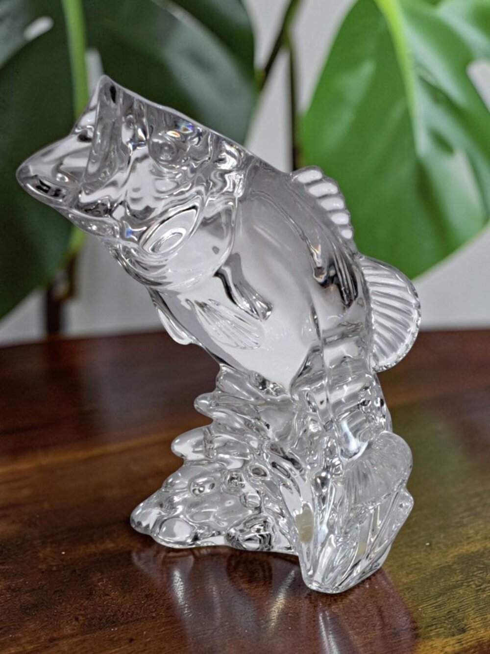 Wonders of the Wild Princess House Lead Crystal Leaping Bass Fish Sculpture